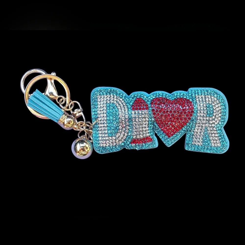 Blue Rhinestone Dior Bag Charm / Keychain